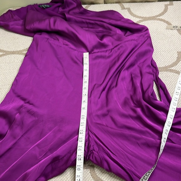 Lauren Ralph Lauren Purple v-neckline faux wrap wide leg jumpsuit belted - Picture 8 of 17